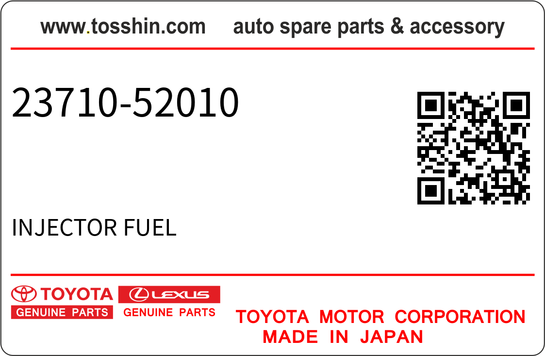Toyota 23710-52010 INJECTOR FUEL