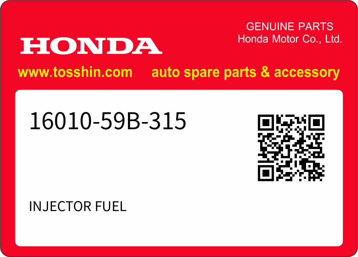 Honda 16010-59B-315 INJECTOR FUEL