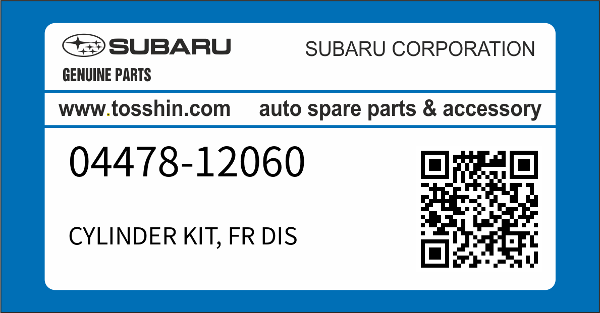 SUBARU 04478-12060 CYLINDER KIT, FR DIS